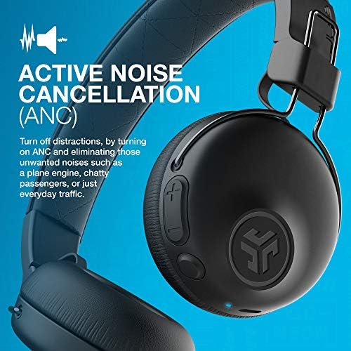 JLab Studio ANC On-Ear Wireless Headphones – Premium Bluetooth 5 Technology with 34+ Hours Playtime, 28+ Hours Active Noise Cancellation, Customizable EQ3 Sound Profiles, Luxurious Faux Leather & Cloud Foam for Ultimate Comfort – Perfect for Commuters and Home Relaxation