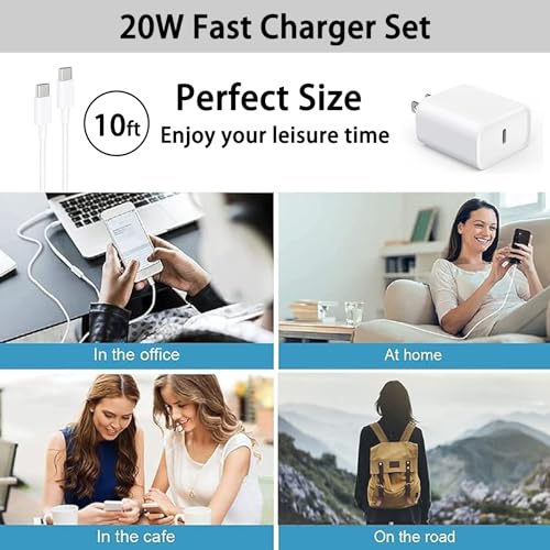 Ultra-Fast 20 W i Pad Power Adapter & 10 FT USB-C Cable Combo – Essential Charger for i Pad Pro, Air, Mini & 10 – Maximize Productivity with Lightning Speed Charging and Extended Flexibility for Apple Devices Experience groundbreaking charging efficiency with our Ultra-Fast 20 W Power Adapter paired with a 10 FT USB-C cable, meticulously designed for seamless compatibility with i Pad Pro (11, 12.9), i Pad Air (5 th/4 th), i Pad Mini 7, and i Pad 10. This compact wall charger delivers rapid power replenishment, ensuring your devices are ready to go in record time. The generous 10 FT cable grants you the freedom to use your i Pad comfortably while charging, whether at home, in the office, or on the move. Crafted from premium materials, this charger is built for long-term durability, making it the ultimate accessory for i Pad users seeking both reliability and performance. Elevate your charging experience today with this indispensable solution that fuses innovative technology with user-centric design.