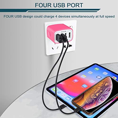 AILKIN 4.8 A Multi-Port USB Wall Charger – Ultimate Fast Charging Station for i Phone 15/14/SE/13/12/11 Pro Max & Samsung S23/S22 – Compact Power Hub with Built-in Safety Features for Home, Office & Travel