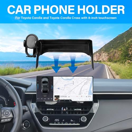 Custom-Fit 360-Degree Rotation Car Phone Holder for Toyota Corolla 2019-2025 & Corolla Cross 2022-2025 – Hands-Free Cell Phone Cradle with 8-Inch Screen Compatibility – Elevate Driving Safety and Convenience with Sturdy, Easy-Install Mount