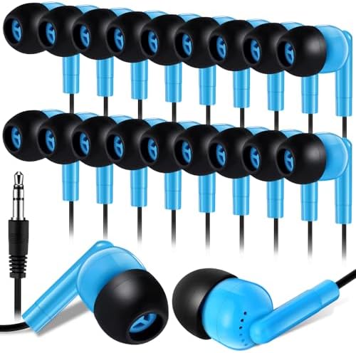Kanayu 100 Pack Classroom-Ready Wired Earbuds – High-Quality 3.5 mm Jack Earphones for Enhanced Student Learning, Individually Packaged for Quick Distribution, Lightweight Comfort for Focused Educational Experiences