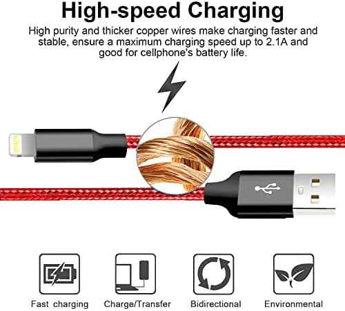 Premium 5-Pack i Phone Charger Set: MFi Certified Nylon Braided Fast Charging Cables (3 FT, 6 FT, 10 FT) for i Phone 14/13/12/11/X/Max/8/7/6/5/SE/i Pad – Unmatched Durability & Versatile Lengths for Every Lifestyle