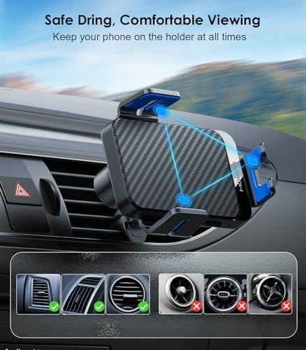 MOKPR 15 W Fast Wireless Car Charger – Auto-Clamping Phone Mount for i Phone 16/15/14/13/12/11 & Samsung Galaxy S23/S22/S21/S20 – Effortless One-Handed Operation, 360-Degree Rotation, Easy Air Vent Installation for Seamless Navigation & Charging on the Go