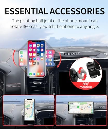Dodge RAM 1500/2500/3500 Car Phone Holder: 360° Rotating Mag Safe-Compatible Mount for Seamless Navigation, Non-Damaging Install, Air Vent Safe Cell Phone Cradle for 2019-2024 Models