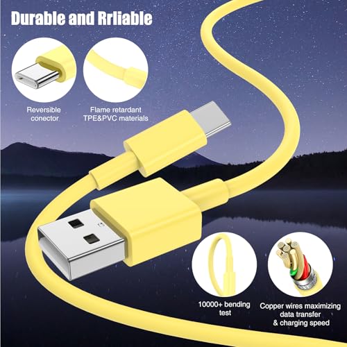 6 FT USB A to USB C Carplay Charging Cable – 3-Pack for i Phone 15/16, i Pad Pro/Air/Mini, Samsung Galaxy S25/S24/S23, and Mac Book – Fast Charging & High-Speed Data Transfer for Enhanced Compatibility on the Go