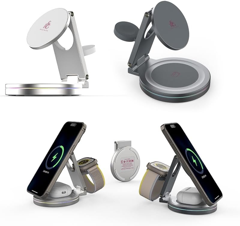Revolutionize Your Charging Experience with the Rod & Go 3-in-1 Magnetic Wireless Charger – Compact Foldable Dock for i Phone, Apple Watch, and Air Pods – Fast, Mag Safe-Compatible Power Station for On-the-Go Convenience and Enhanced Device Compatibility
