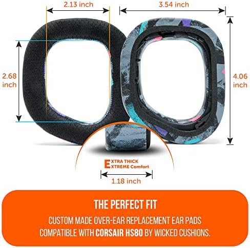 Ultimate Comfort Cooling Gel Earpads for Corsair HS80 Headsets – Wicked Cushions 90’s Black Replacement Ear Cushions for Enhanced Sound Isolation and Long-Lasting Gaming Performance – Perfect for Extended Play and Immersive Audio Experience