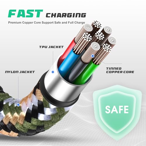 10 ft Braided USB C Fast Charger Cable – 3 Pack for i Phone 15 Pro Max, i Phone 15 Pro, i Phone 16 Plus, i Pad Pro 12.9″ & 11″ – Durable & Stylish Blue Charging Solution for Rapid Power Delivery and Data Transfer