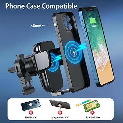 Ultimate Wireless Car Charger Mount – 15 W Fast Auto-Clamping Phone Holder for i Phone 16/15/14/13/12 Pro Max, Samsung Galaxy, LG & More – Versatile Dashboard, Windshield & Air Vent Compatibility with Safety Features for Effortless Charging on the Go