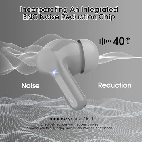 Elevate Your Audio Experience with Bluetooth 5.3 Wireless Earbuds – Hi-Fi Stereo Sound, 40-Hour Battery Life & Advanced Noise Cancelling for Ultimate Focus – IP7 Waterproof Design Perfect for Sports and Everyday Use – Seamless Compatibility with i OS & Android Devices