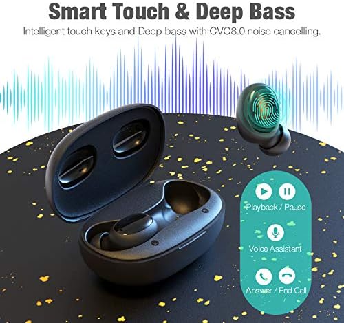 Otium Bluetooth 5.0 Wireless Earbuds: Premium Deep Bass & 3 D Stereo Sound – 40 Hours Playtime with Compact Charging Case – IPX7 Waterproof Design for Sports & Work – Ergonomic, Lightweight, Built-in Mic for Hands-Free Calls and Ultimate Comfort