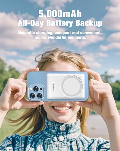5000 m Ah Wireless Magnetic Power Bank with 15 W Fast Charging – Dual Device Charger for i Phone 16/15/14/13/12, Smartwatches & Earbuds – Compact Travel-Friendly Design with 20 W Output & Smart Safety Features for Reliable Power On-the-Go