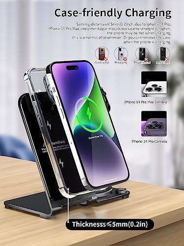Premium Aluminum Alloy 3-in-1 Wireless Charging Station for i Phone, Apple Watch & Air Pods – Ultra-Fast Power Delivery for i Phone 15 to 11 (Pro, Pro Max), XS, XR – Sleek Minimalist Design for Effortless Clutter-Free Charging Experience