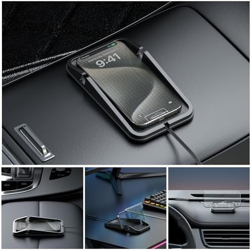 POLMXS No-Slip Wireless Car Charging Pad – Ultra-Fast Cordless Charger for i Phone 16/15/14/13/12 & Galaxy S23/S22/S21/Note10 – Enhanced Stability & Efficiency for On-the-Go Power Solutions