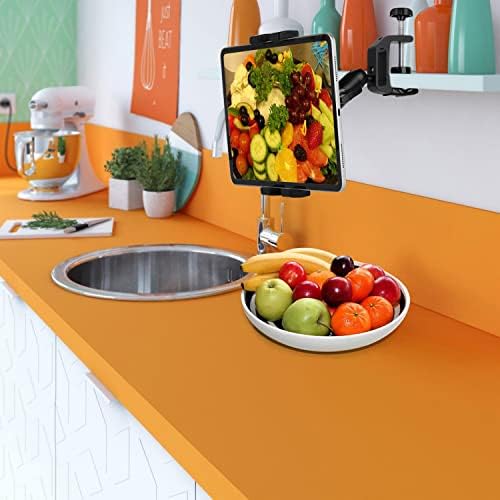 Elevate Your Workspace with the 360° Adjustable Aluminum Alloy Tablet Mount – Universal Kitchen Holder for i Pads, e-Readers, and Phones (4.7″ to 12.9″) – Sturdy Design for Hands-Free Cooking, Reading & Video Calls – Ideal for Desks, Tables, and Chairs