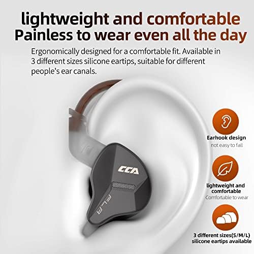 Elevate Your Audio Experience with CCA Polaris Dual Driver Wired Earbuds – Customizable In-Ear Monitors with 4 Tuning Switches & Detachable Cable for Musicians, Singers, and DJs (Gun, with Mic) – Unmatched Sound Clarity and Comfort for Professionals and Enthusiasts