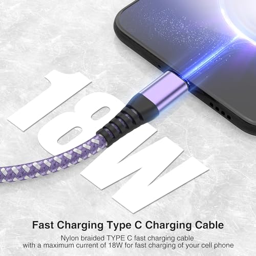 High-Speed Braided USB A to Type C Charger Cable Set – 5 Pack of 6 ft Fast Charging Cables for Samsung Galaxy S Series, Note Series, and Moto G Series – Durable Dark Gray Design for Maximum Flexibility and Compatibility