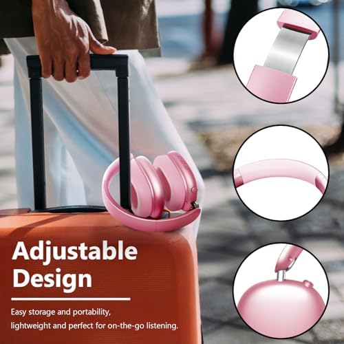 Transform Your Listening Journey with Y01 Wireless Over-Ear Headphones – Advanced Bluetooth 5.3, Superior Noise Cancellation, 48-Hour Battery Life, and Exceptional Comfort in Elegant Pink – Perfect for i OS, Android, Samsung, and PC Enthusiasts Seeking Seamless Audio Bliss