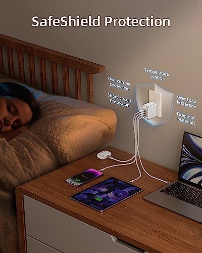 Ultra-Fast 100 W USB-C 4-Port Ga N Wall Charger – Compact and Travel-Friendly Power Adapter for Mac Book, i Phone, i Pad, Samsung Galaxy, and More – Optimal Multi-Device Charging with Foldable Plugs and Advanced Efficiency