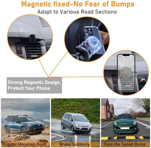 Toyota Tundra & 2 nd Gen Sequoia Magnetic Phone Holder for Air Vent (2007-2013) – Anti-Shake 360° Rotation Dashboard Stand – Premium Black Automotive Accessory for Safe Hands-Free Navigation and Streaming