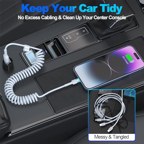 Stylish 3 FT Pink Coiled i Phone Charger 2-Pack – MFi Certified USB to Lightning Cable for Apple Car Play – Fast Charging, Tangle-Free, Trendy Design for Home & On-the-Go Power Solutions