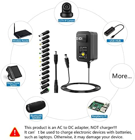 Versatile 30 W SHNITPWR Adjustable AC/DC Power Adapter with USB Output – Multi-Tip Power Supply for Universal Device Compatibility, Featuring 14 Interchangeable Tips and 3 V-12 V Voltage Range for Efficient Charging and Enhanced Device Longevity