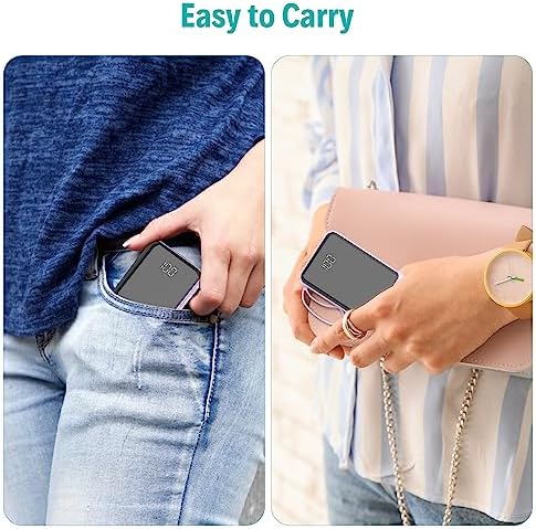 Slim 10,000 m Ah Portable Charger with Built-in Cables – High-Speed USB-C Power Bank for Travel | 5 Outputs & 3 Inputs, LED Display, Compatible with i Phone, Samsung, Pixel, LG & More – Essential Power Solution for On-the-Go Charging