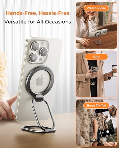 2025 SUPERONE Mag Safe Phone Ring Holder – Versatile Adjustable Magnetic Kickstand & Detachable Grip for i Phone 12-16 Series – Vibrant Purple for Enhanced Wireless Charging & Effortless Hands-Free Functionality – Transform Your Smartphone Use with Style and Practicality