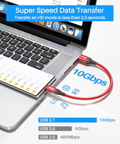 High-Speed USB C Cable 10 Gbps Data Transfer – 6 ft Braided Charger Cord (3 Pack) for i Phone 16/15 Pro Max & Samsung Galaxy S24/S23/S22 – 3.1 A Fast Charging, Enhanced Durability & Compatibility for Car Play and Android Auto