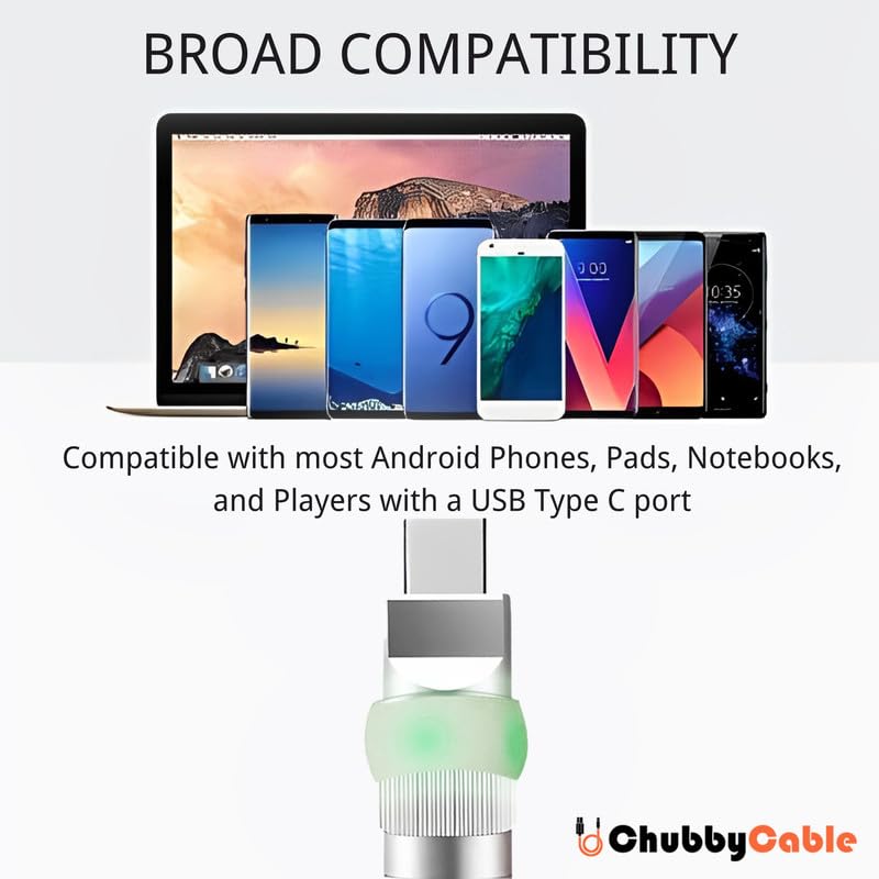 Vibrant Neon Chubby Type-C Charging Cable – Ultra-Durable Silicone with Fast Charge UFO Design, 4.9 FT Length, LED Light-Up Feature for Enhanced Visibility and Multi-Device Compatibility