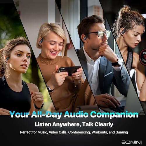 Open Ear Wireless Bluetooth Earbuds – 40 Hours of Playtime, IPX5 Waterproof Sports Headphones with Smart Power Display, Enhanced Call Clarity, Secure Fit for Active Lifestyles, Perfect for Running and Outdoor Activities