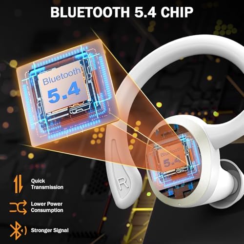 Premium Bluetooth 5.3 Wireless Earbuds – IP7 Waterproof Sport Headphones with 48-Hour Battery Life, Noise-Cancelling Mic, and 3 D Hi-Fi Stereo for Ultimate Workout Performance – Perfect for Running and Gym Enthusiasts
