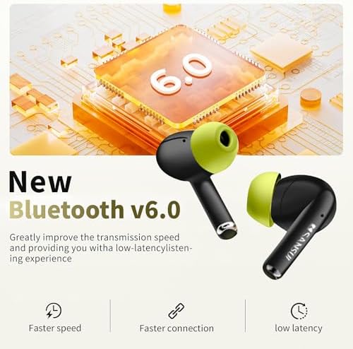 SANSUI Bluetooth 6.0 Earbuds with Active Noise Cancelling – IPX4 Waterproof Stereo Headphones Offering 20-Hour Playtime & Deep Bass for Ultimate Listening Freedom in Khaki White