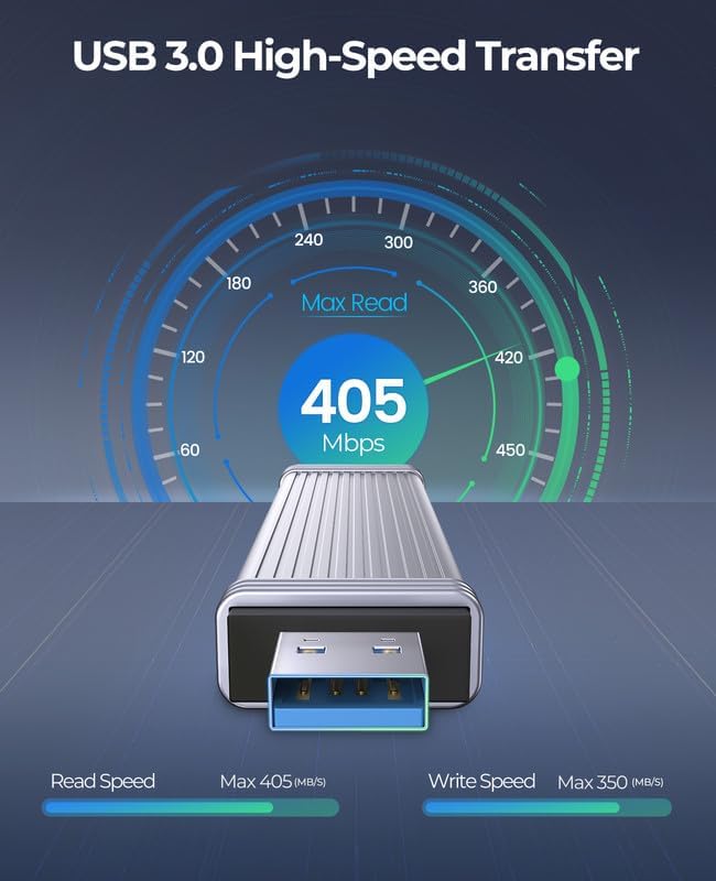 ORICO USB 3.2 512 GB Flash Drive – High-Speed 405 MB/s Memory Stick with Keychain, Durable Metal Design for Effortless Data Storage and File Transfers on Computer/Laptop