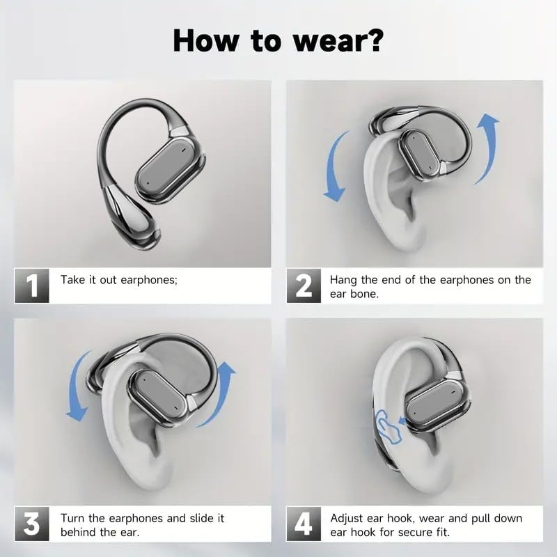 Revolutionary Language Translation Earbuds – Ultra-Lightweight Open Ear Bluetooth Headphones with Advanced Air Conduction, Smart LED Charging Case, and Sweat-Resistant Design Perfect for Active Lifestyles – Ideal for Running and Effortless Device Connectivity (Black)