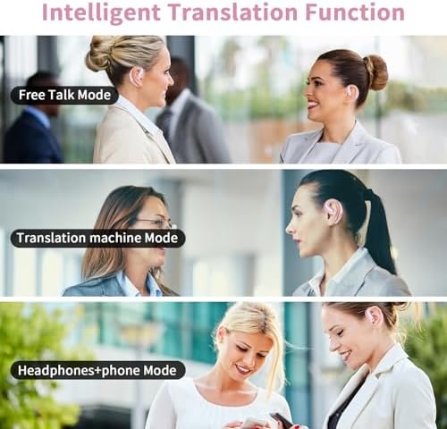 Revolutionary Pink AI Translator Earbuds – Bluetooth 5.4 Wireless Headphones for Instant 134 Language Communication – Perfect for Travel, Business Meetings, and Language Mastery – Boost Your Global Engagement and Conversations