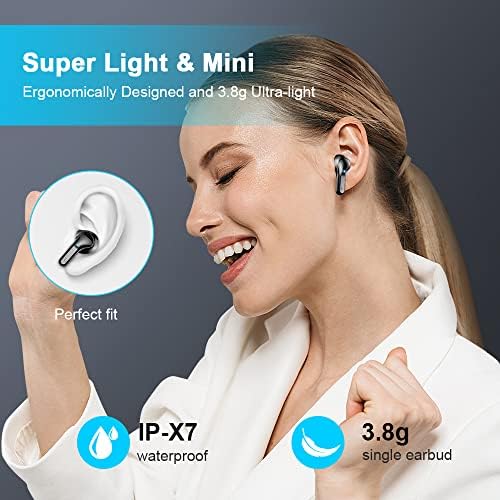 Advanced Bluetooth 5.3 Wireless Earbuds with Superior Noise Cancellation – 40-Hour Playtime, IP7 Waterproof Design for Active Lifestyles, Dual Microphone for Enhanced Call Clarity – Fast USB-C Charging & Innovative LED Battery Indicator for Android/i OS Compatibility