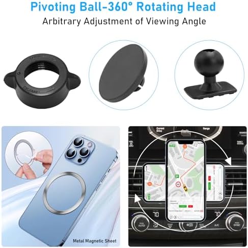 Magnetic Phone Holder Mount for Mazda CX5 (2021-2024) – 360° Rotating Anti-Shake Cradle with Built-in Organizer for 10.25″ Touchscreen – Sleek Black Design for Optimal Accessibility and Safety