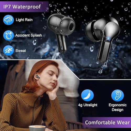 AOTONOK 2025 Wireless Earbuds – Advanced Bluetooth 5.3 Headphones with 40-Hour Playtime, IP7 Waterproof Protection, and ENC Noise Cancelling Technology for Ultimate Audio Experience – Ideal for Music Enthusiasts and Professionals on the Move