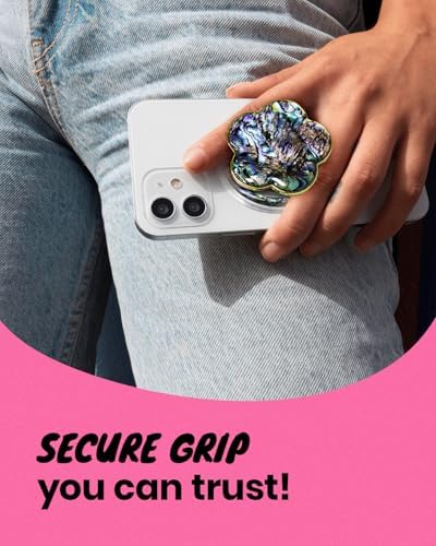 Chic Mother of Pearl Daisy Floral Phone Grip & Stand – Stylish Magnetic Phone Holder for Secure One-Handed Use and Hands-Free Viewing (Crème) – Ideal Floral Accessory for Enhanced Mobile Experience and Compatibility with Mag Safe Devices