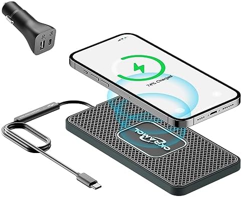 Effortless Wireless Car Charger Pad – Rapid Multi-Device Charging Station for i Phone 16/15/14/13/12 Pro & Samsung S20/S21/S22/S23 – 1 Meter Cable Included for Ultimate Convenience – Qi-Compatible Design for Air Pods and More – Sleek, Space-Saving Accessory for Your Vehicle’s Interior