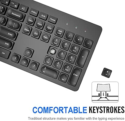 Sleek Arteck 2.4 G Wireless Keyboard – Ultra-Slim Full-Size Design with Numeric Keypad and Media Hotkeys for Effortless Typing on Windows 11/10/8/7, Compatible with PC, Laptop, Surface, and Smart TV – Enhance Your Workspace Today!