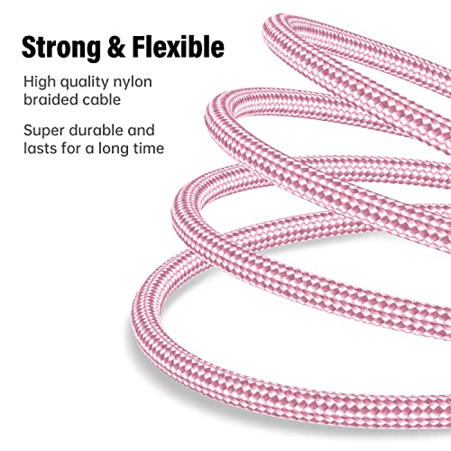 Dayaoncy 10 FT Pink USB C Charger Cable – Dual Pack of Fast Charging Cables with 100 W Power Delivery for i Phone 15/16 Pro Max, Android Devices, Tablets, and Laptops – Superior Durability and Stylish Design for Ultimate Convenience