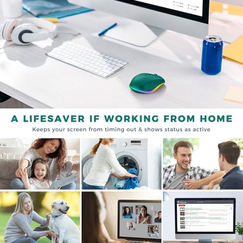 PEIOUS Rechargeable Wireless Mouse with LED – Innovative Jiggler Technology to Keep Your Computer Awake – Sleek Black Design for Optimal Comfort and Productivity