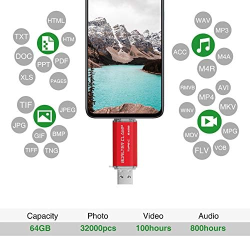 High-Speed 512 GB Dual Port USB 3.0 Type C Flash Drive – Versatile OTG Memory Stick for Android Smartphones & PCs, Compatible with Samsung Galaxy S10/S9/S8/Note 9, LG, Google Pixel – Compact & Stylish Red Design for Effortless File Transfers