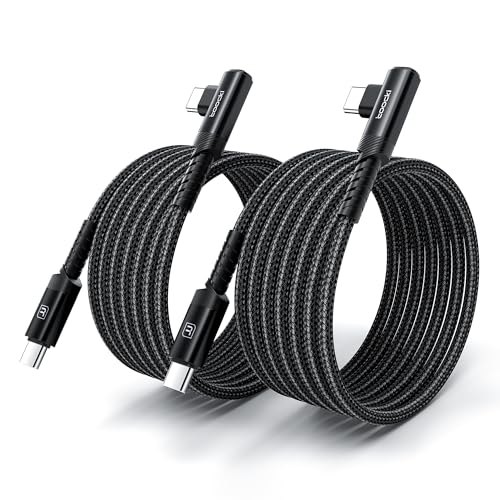 10 ft USB C to USB C Charger Cable (2-Pack) – 60 W Fast Charging Type C Cord with Right Angle Connector for i Phone 16, 15 Pro Max/Plus, Mac Book Air, Samsung S23 Ultra/S22, Note 20 – Superior Durability & Enhanced Ergonomics for Optimal Device Performance