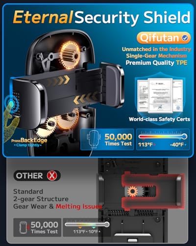 Qifutan Universal Car Phone Holder – Secure Dashboard Mount for All Smartphone Models with 360-Degree Rotation and Strong Adhesive Base – Enhance Driving Safety and Hands-Free Convenience