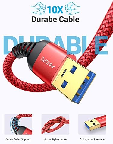 High-Speed AINOPE 2-Pack USB 3.0 A to A Male Cable – 6.6 FT Durable Male-to-Male Connection for KVM Switch, External Hard Drives, Laptops & TVs – Reliable Data Transfer Up to 5 Gbps for Enhanced Productivity and Versatile Use