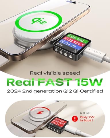 LISEN Qi2 Mag Safe 15 W Travel Charger – Ultimate 3-in-1 Wireless Charging Station for i Phone 16, Apple Watch & Air Pods – Rapid 25 W Output with Magnetic Alignment for Effortless Device Management – Compact, Durable Design for On-the-Go Charging