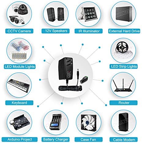 Chanzon 12 V 2 A High-Efficiency AC/DC Power Adapter – Reliable Universal Wall Charger for Optimal Device Performance – 100-240 V Input, 2000 m A Output, Ideal for LED Strips, Routers, and More – Compact & Durable Power Supply Solution for Home and Travel Use